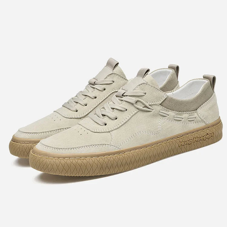 Men Casual Suede Sneakers With Textured Sole