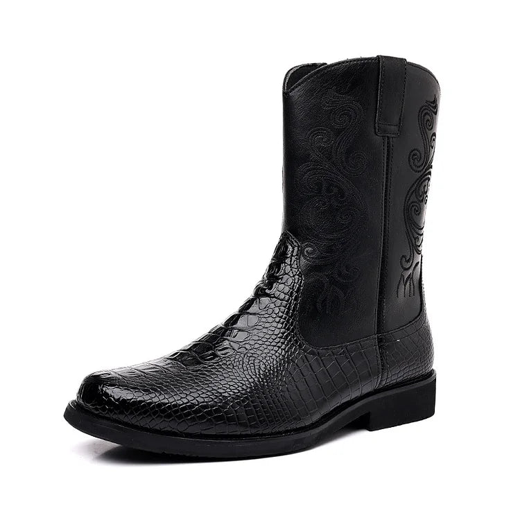 Vintage Snakeskin Cowboy Boots For Men