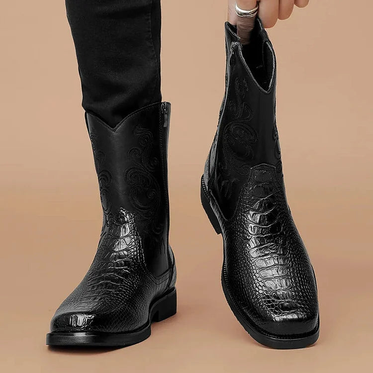 Vintage Snakeskin Cowboy Boots For Men