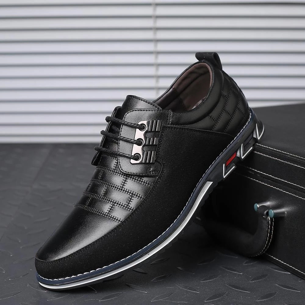 Men's Casual Leather Shoes British Lace Up Business Classic Loafers Oxford Comfortable Breathable Driving Office