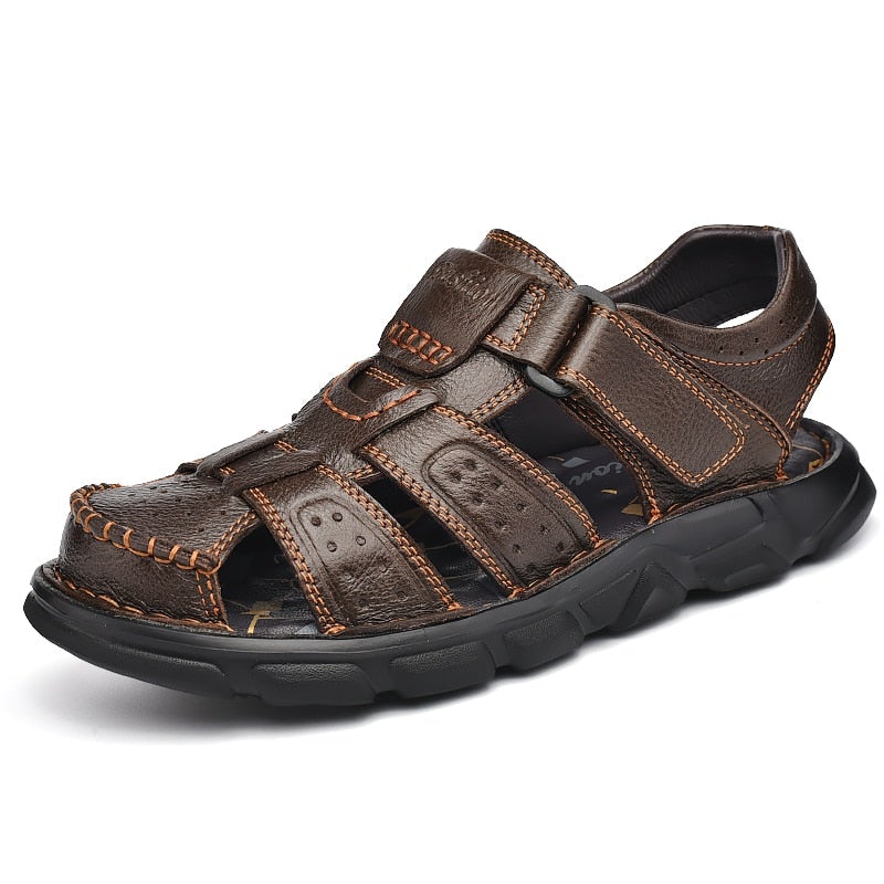 High Quality Cow Leather Sandals Summer Outdoor Handmade Men Sandals Fashion Comfortable Men Beach Leather Shoes