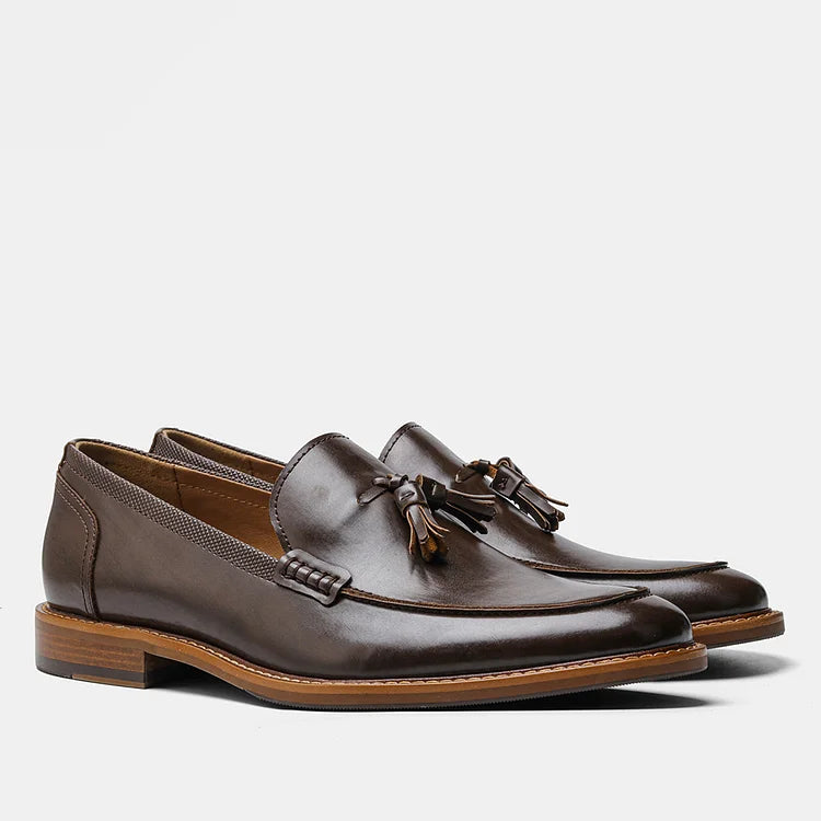 Men's Wood Grain Tassel Formal Business Loafers