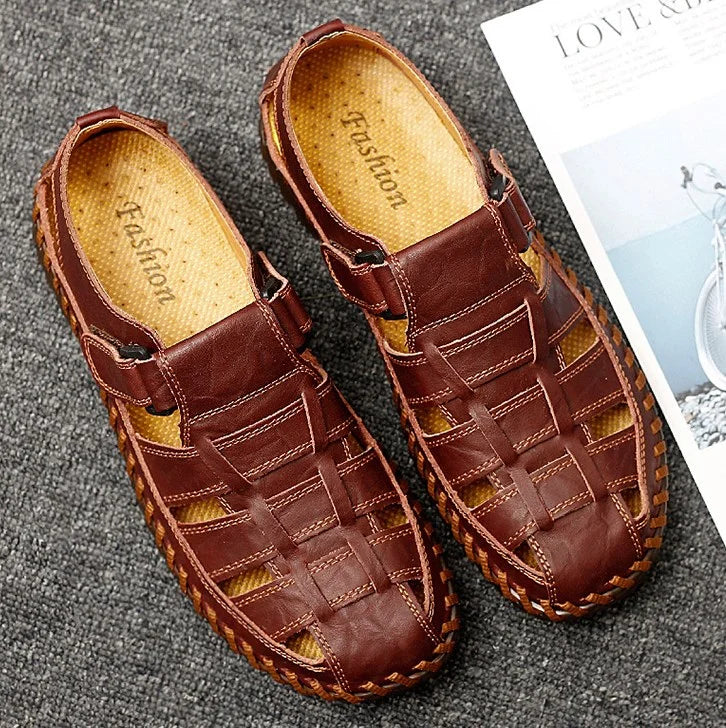 Men's Outdoor Daily Hand-sewn Soft Leather Casual Sandals