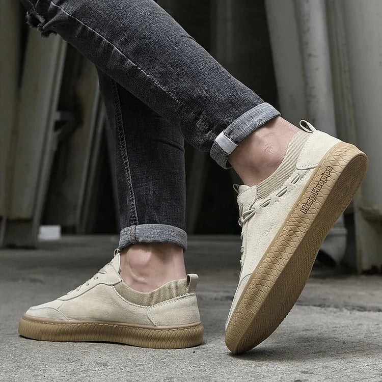 Men Casual Suede Sneakers With Textured Sole