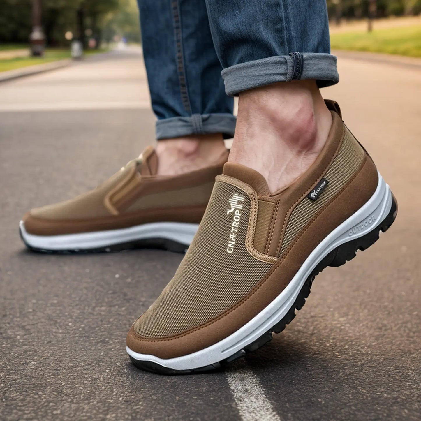 Breathable Orthopedic Travel Plimsolls Lightweight Walking Shoes - Beige