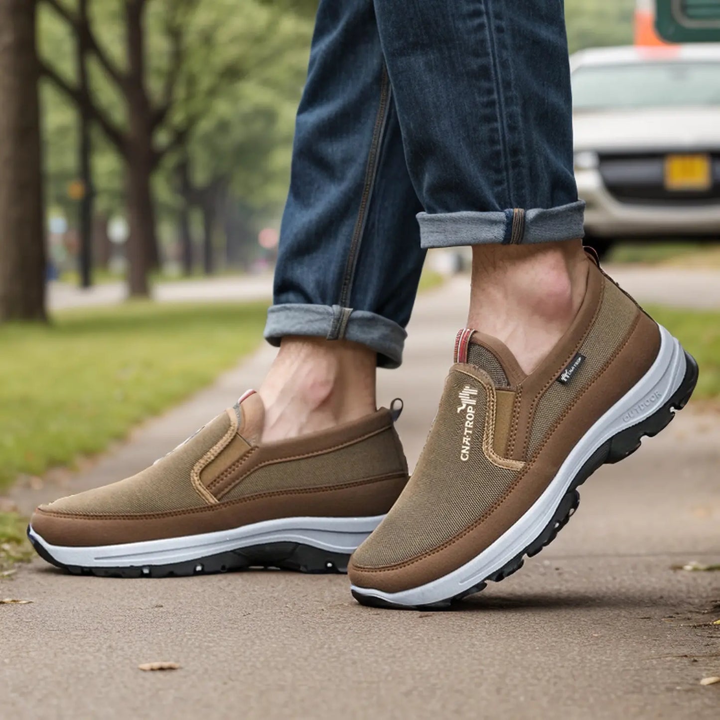 Breathable Orthopedic Travel Plimsolls Lightweight Walking Shoes - Beige