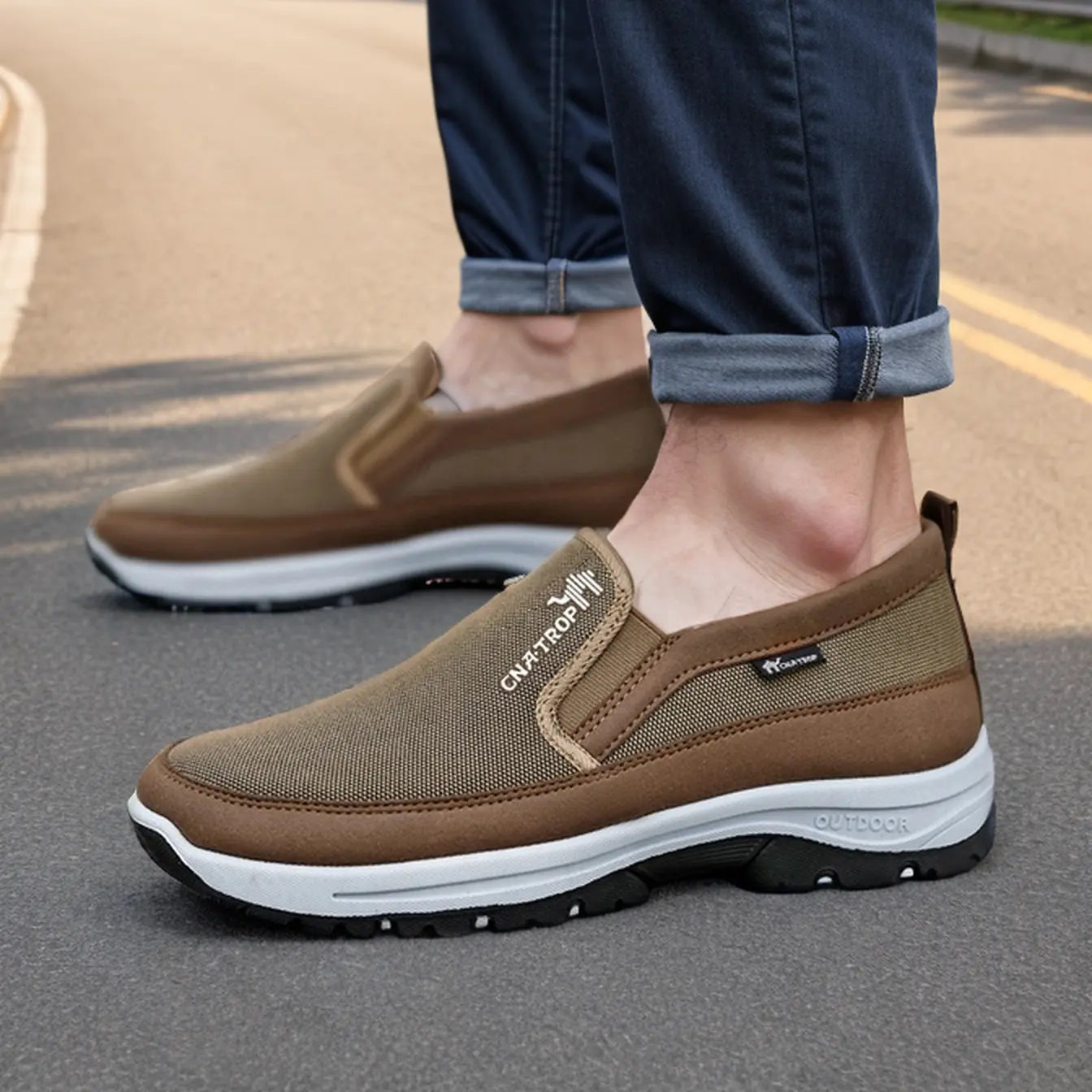 Breathable Orthopedic Travel Plimsolls Lightweight Walking Shoes - Beige