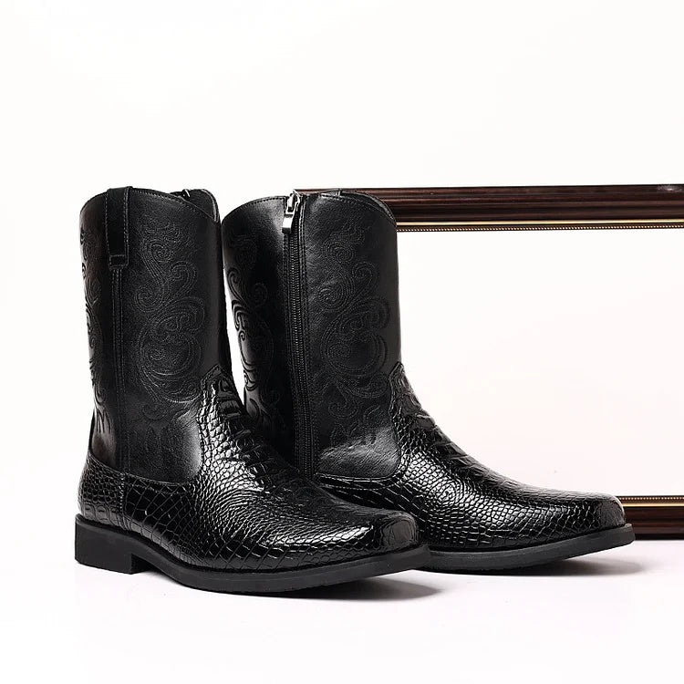 Vintage Snakeskin Cowboy Boots For Men