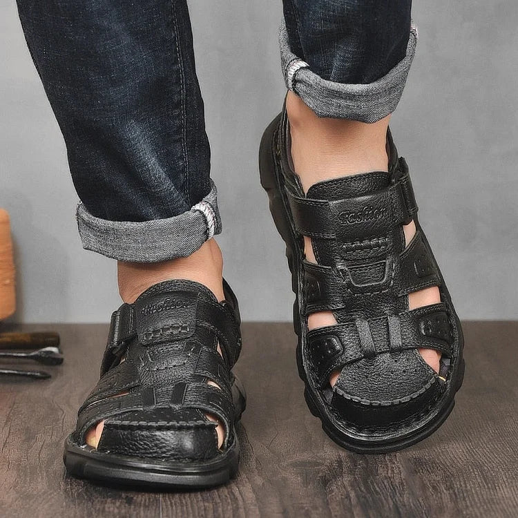 High Quality Cow Leather Sandals Summer Outdoor Handmade Men Sandals Fashion Comfortable Men Beach Leather Shoes