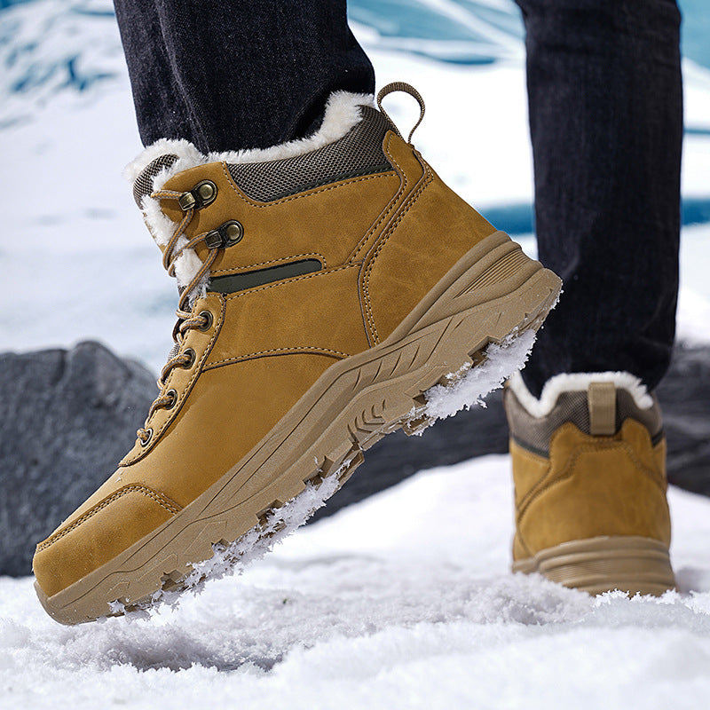 Waterproof Winter Boots Fleece-Lined Thickened Men's High-Top Snow Boots