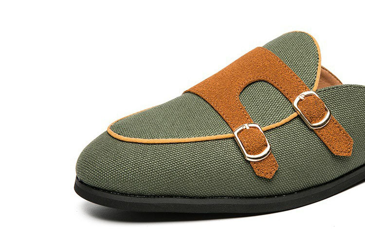 Men Modern Mules With Buckles In a Two-Colour Look