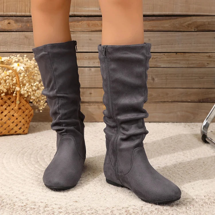 Women's Western Boots Side Zip Mid Calf Boots