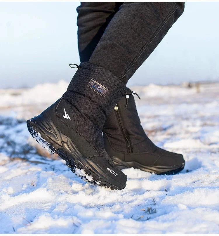 Men's winter outdoor thickened warm waterproof anti-slip high-top snow boots