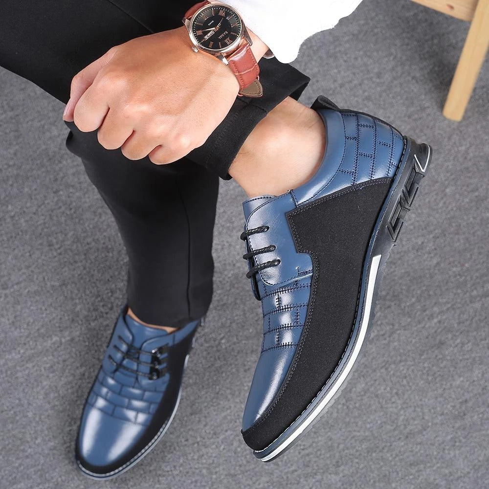 Men's Casual Leather Shoes British Lace Up Business Classic Loafers Oxford Comfortable Breathable Driving Office