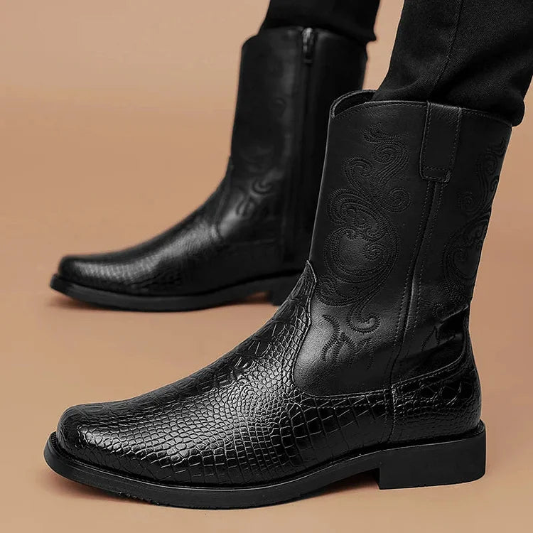 Vintage Snakeskin Cowboy Boots For Men