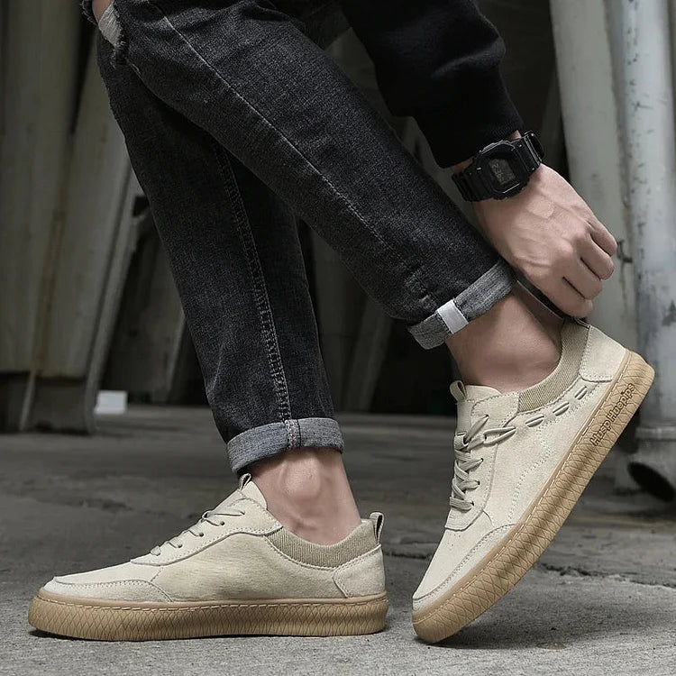 Men Casual Suede Sneakers With Textured Sole