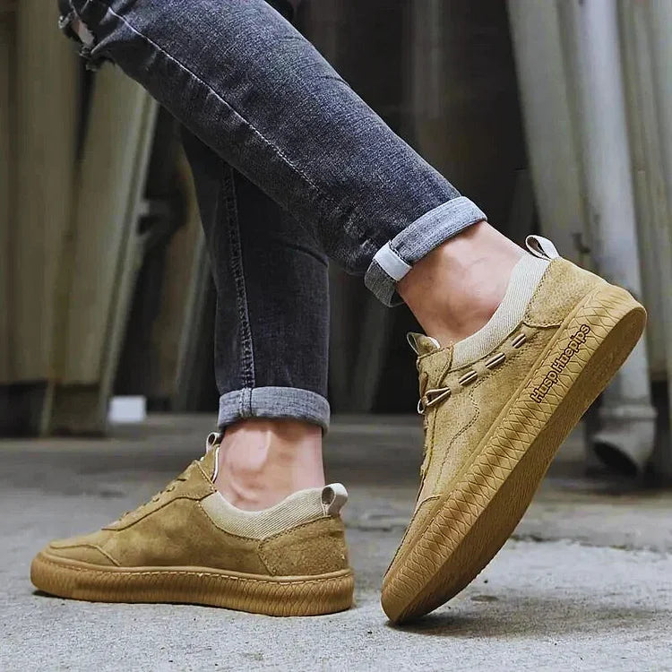 Men Casual Suede Sneakers With Textured Sole