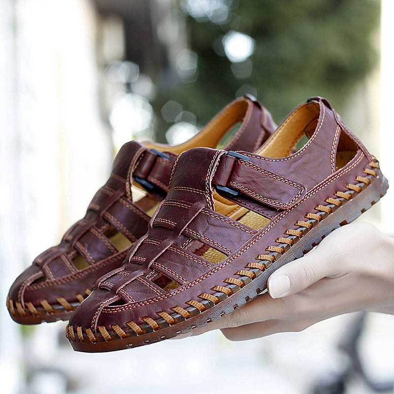 Men's Outdoor Daily Hand-sewn Soft Leather Casual Sandals