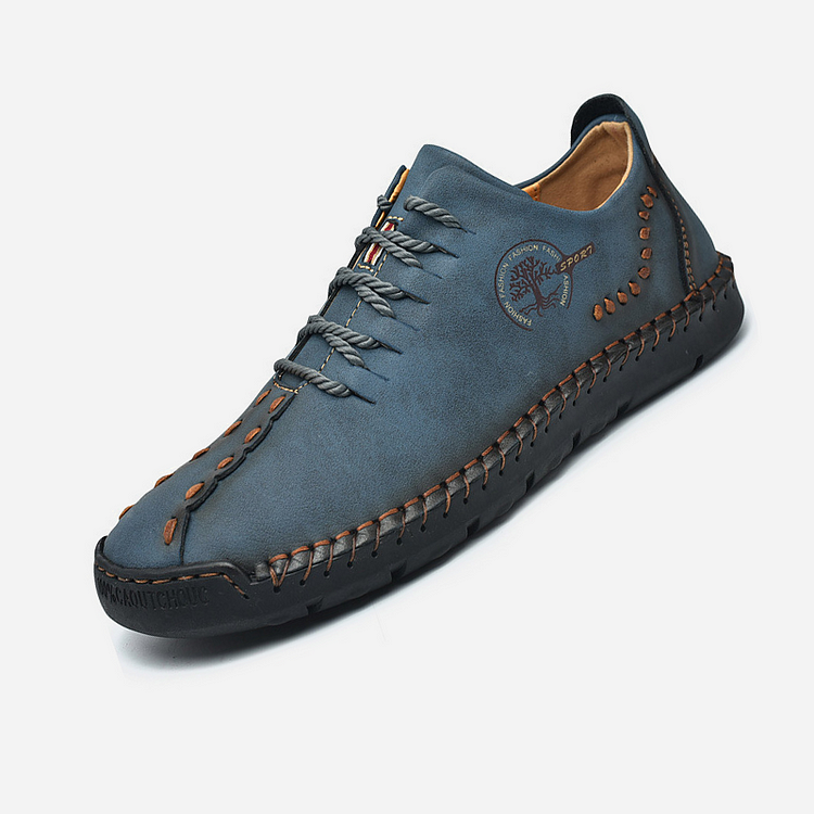 Men Hand Stitching Non Slip Soft Sole Casual Leather Shoes
