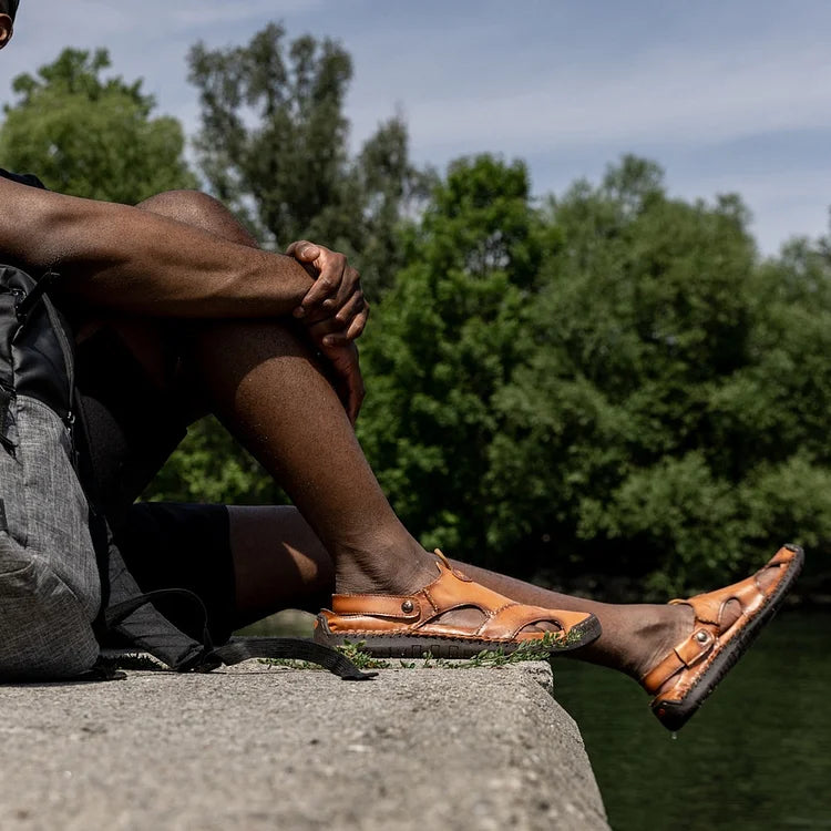 Men Hand Stitching Leather Sandals