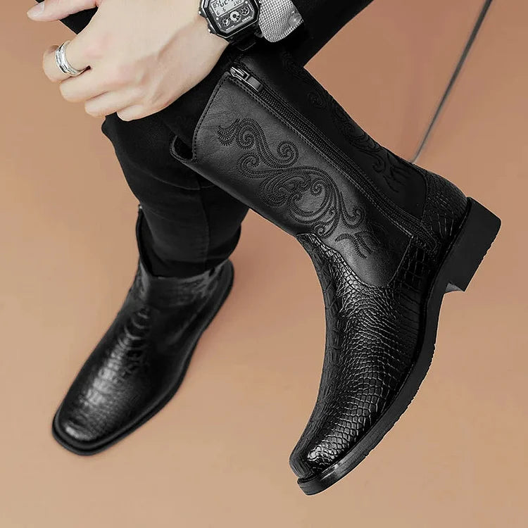 Vintage Snakeskin Cowboy Boots For Men