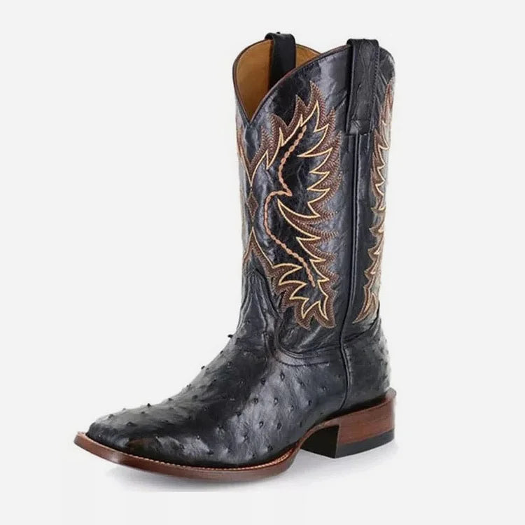 Men's Retro Exotic Square Toe Western Cowboy Boots