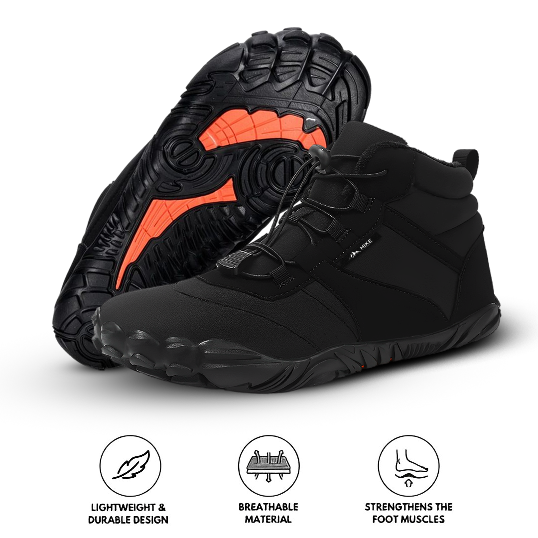 Evian Master - Non-slip & Waterproof Winter Barefoot Hike Footwear - Black