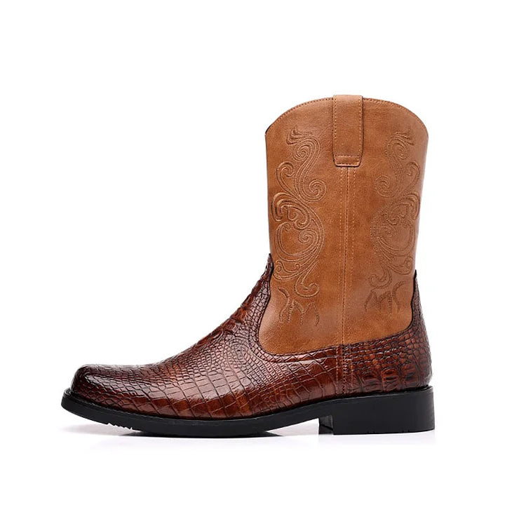 Vintage Snakeskin Cowboy Boots For Men