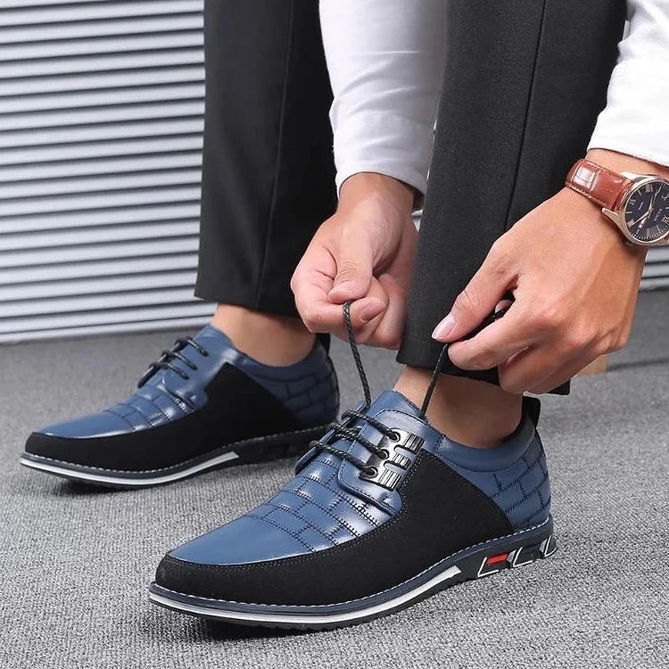 Men's Casual Leather Shoes British Lace Up Business Classic Loafers Oxford Comfortable Breathable Driving Office