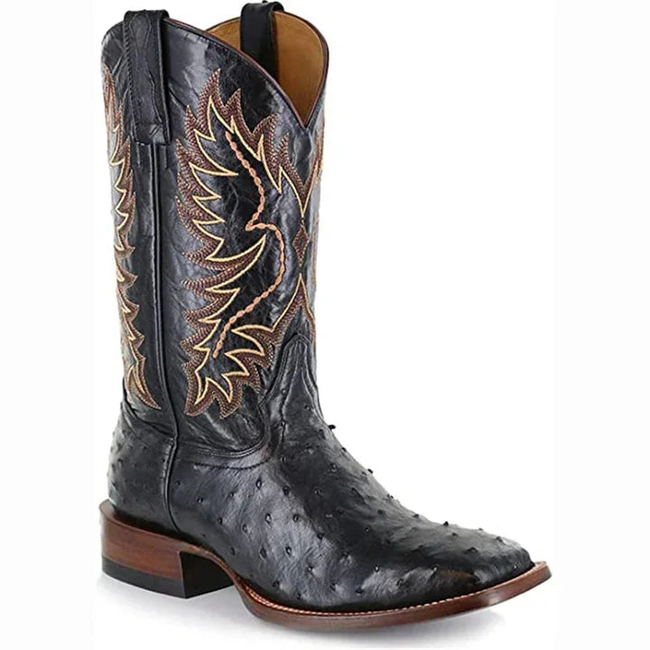 Men's Retro Exotic Square Toe Western Cowboy Boots