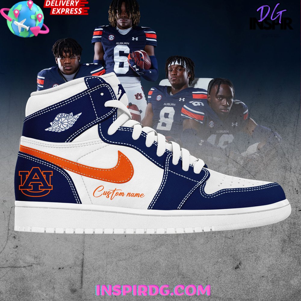 Footwearstorm Auburn Tigers AJ1 High Sneakers Shoes For Men And Women 1