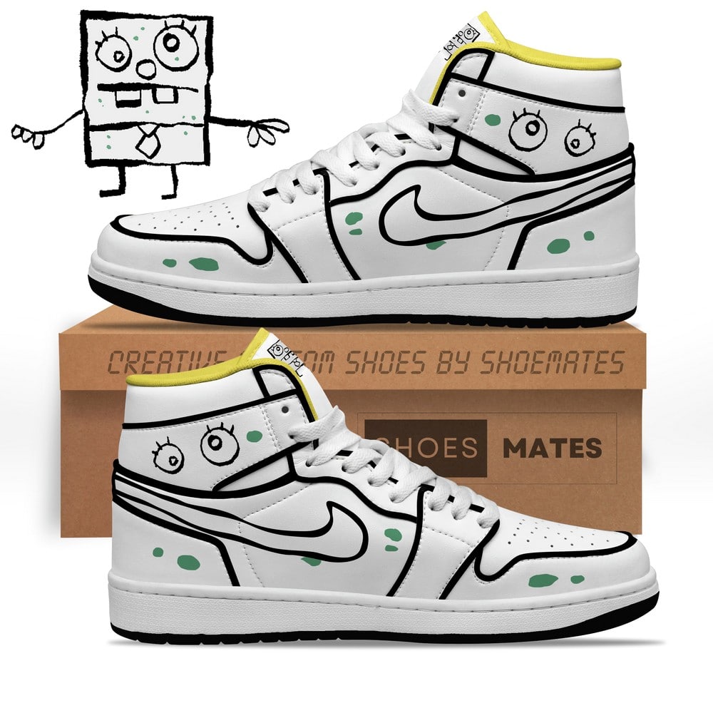 Footwearstorm Doodlebob SpongeBob SquarePants AJ1 High Sneakers Shoes For Men And Women 1