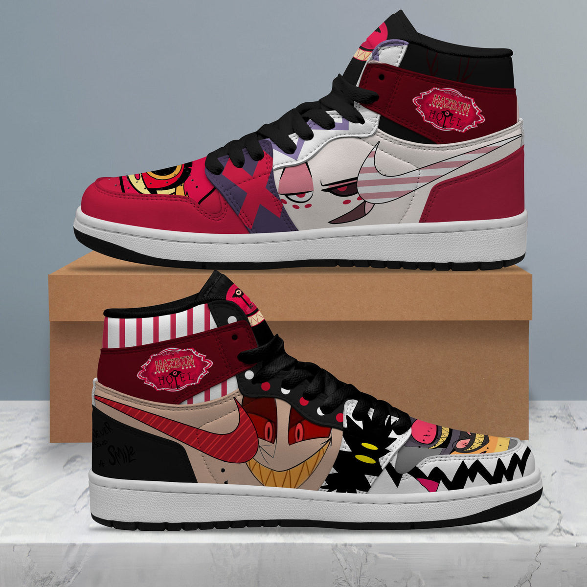 Footwearstorm Hazbin Hotel AJ1 High Sneakers Shoes For Men And Women 1