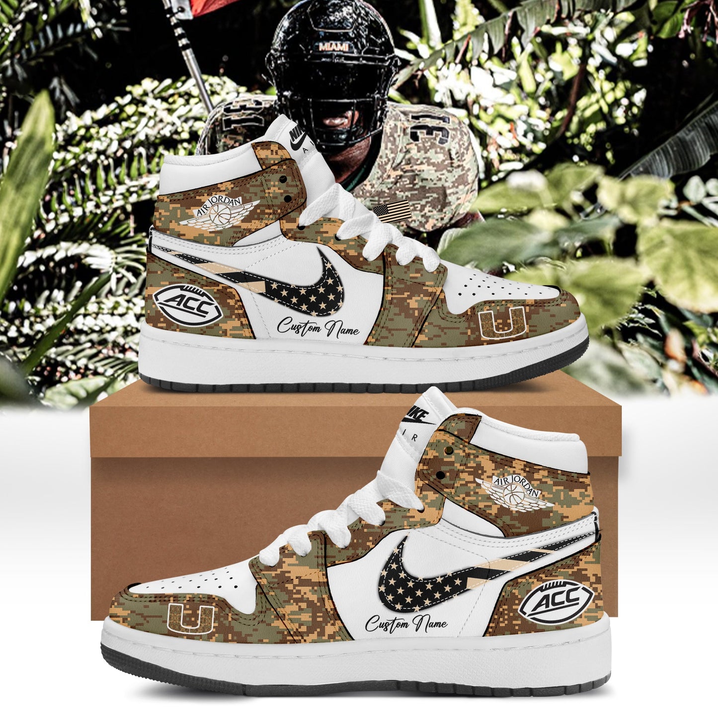 Footwearstorm Miami Hurricanes AJ1 High Sneakers Shoes For Men And Women 1