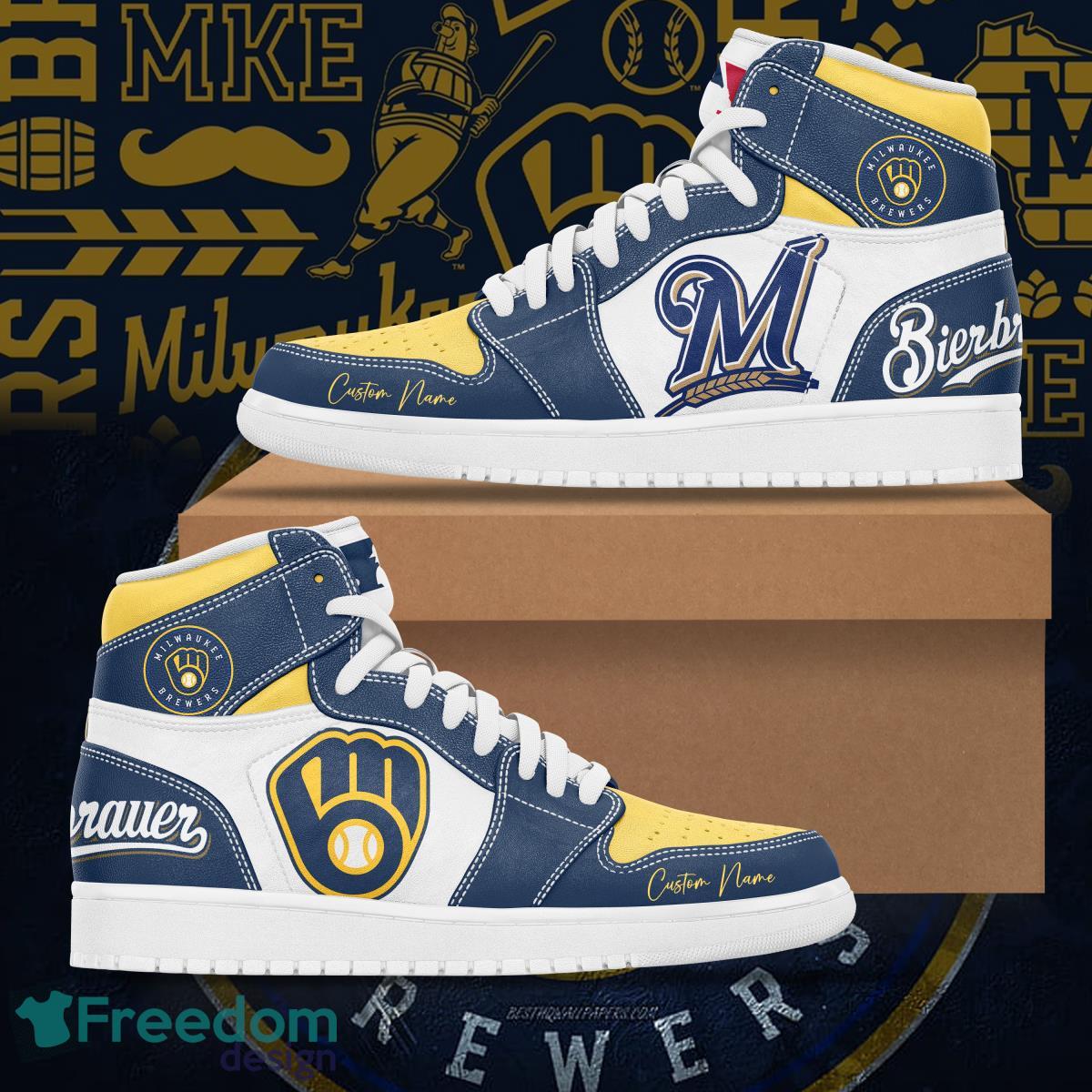 Footwearstorm Milwaukee Brewers AJ1 High Sneakers Shoes For Men And Women 1