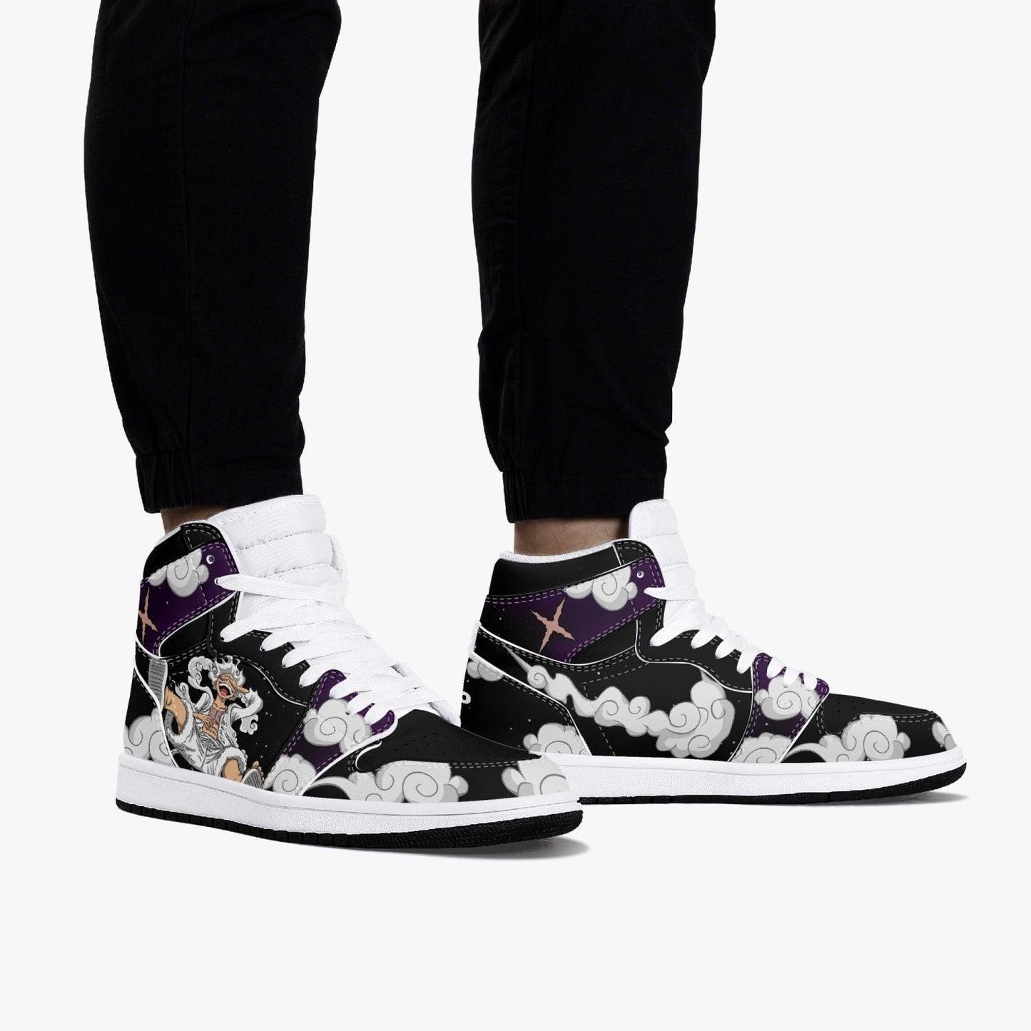 Footwearstorm One Piece Luffy White Gear 5 AJ1 High Sneakers Shoes For Men And Women 1