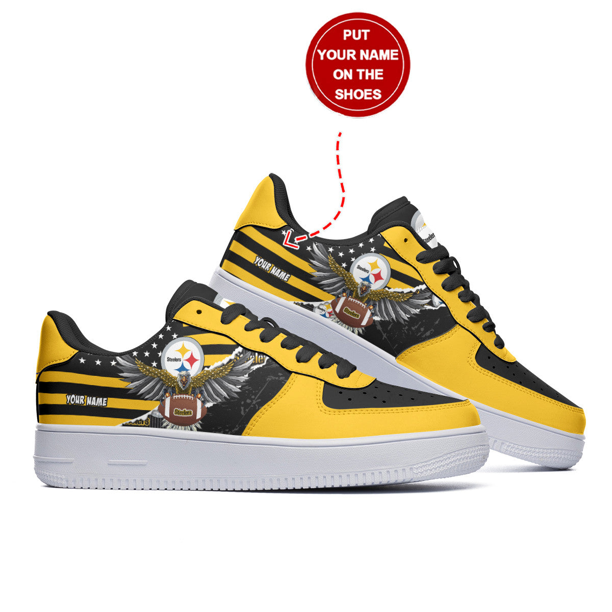 Footwearstorm Pittsburgh Steelers NFL Air Low-Top Sneakers Shoes For Men And Women 1205479