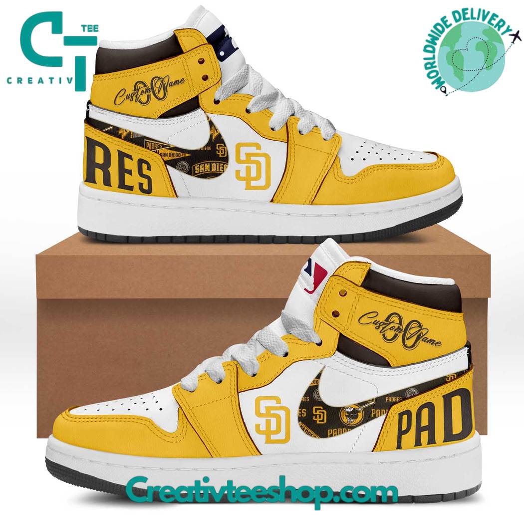 Footwearstorm San Diego Padres AJ1 High Sneakers Shoes For Men And Women 2