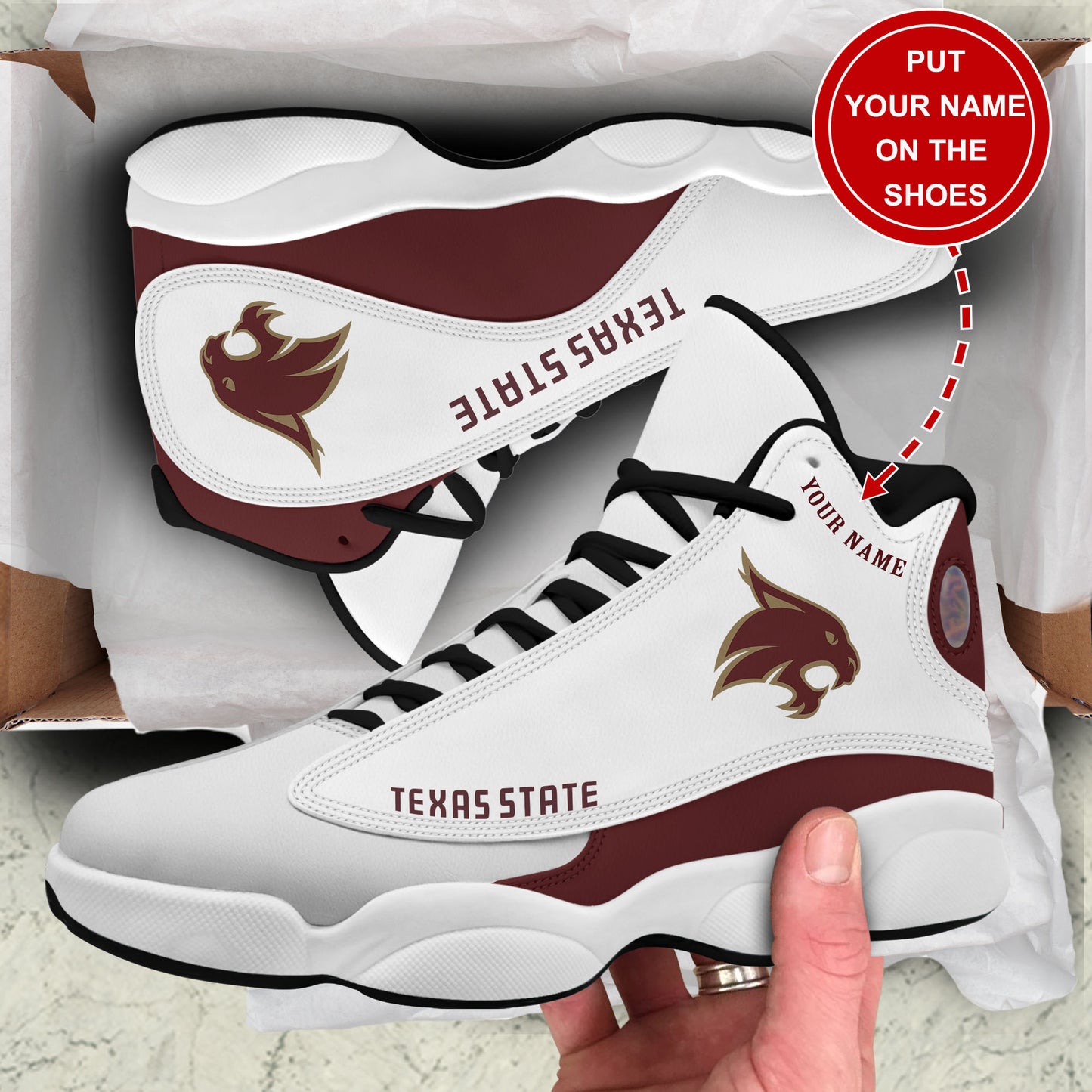 Footwearstorm Texas State Bobcats AJ13 Sneakers Shoes For Men And Women 1
