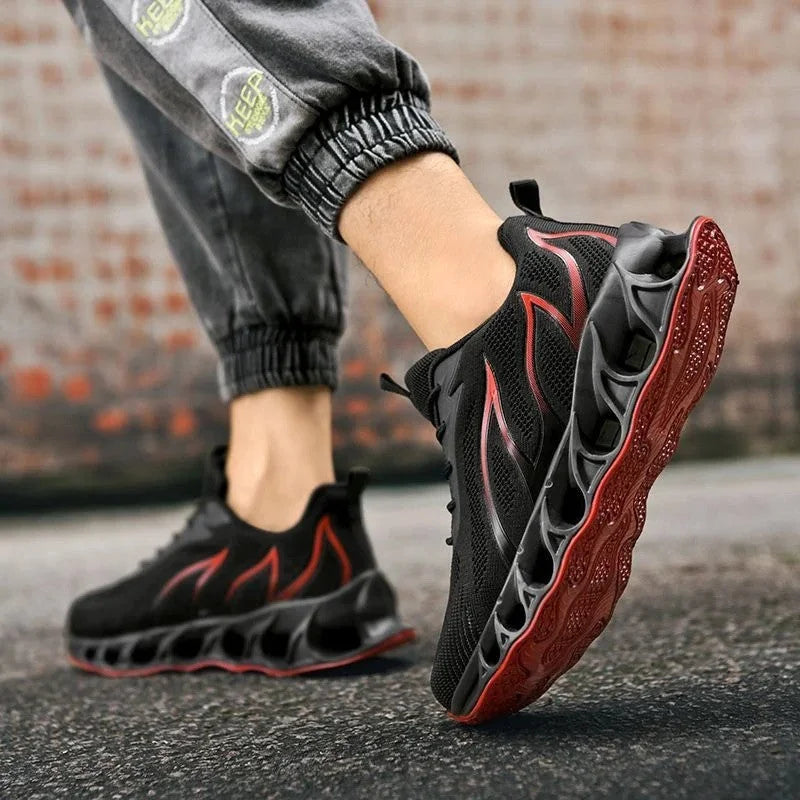 Men Orthopedic Shoes Walking Running Shoes - Black Red