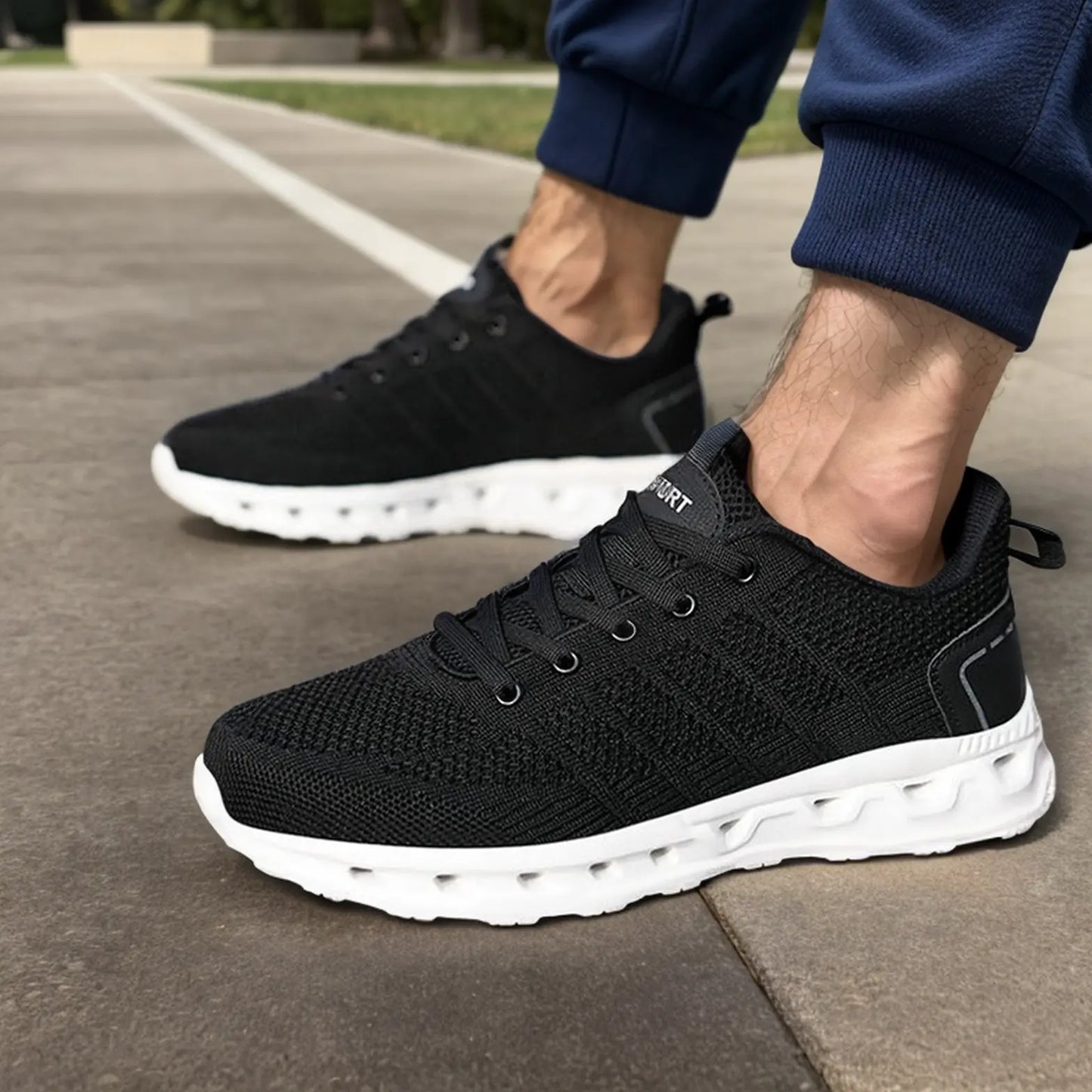 Men's Orthopedic Shoes Walking Athletic Sneakers - Black White