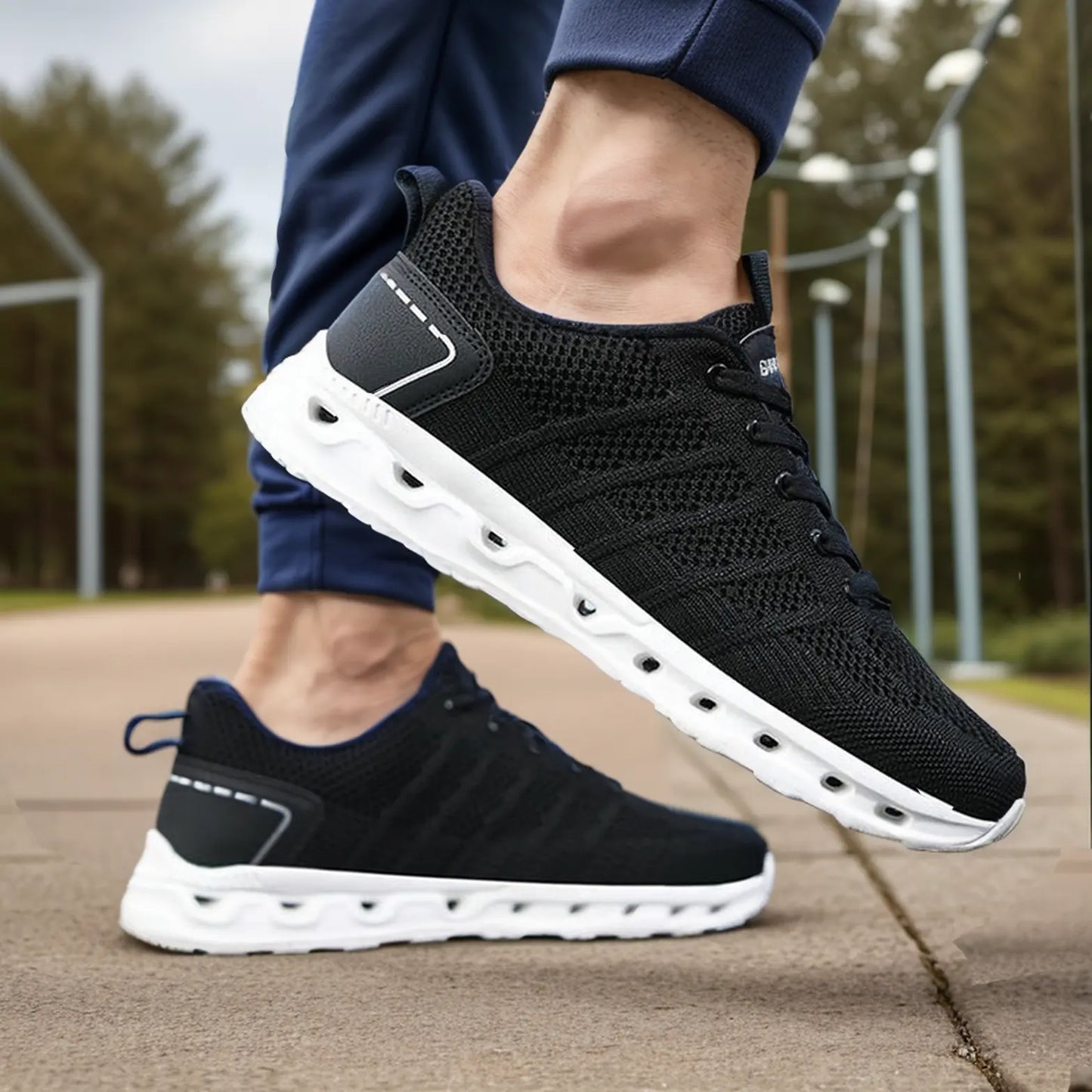 Men's Orthopedic Shoes Walking Athletic Sneakers - Black White