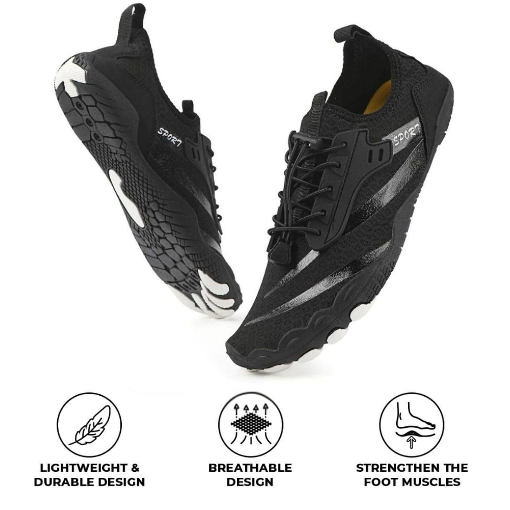 TerraTouch Wide Toe Box Running Orthotic Shoes Healthy & Non-Slip barefoot Orthotic Shoes - Black