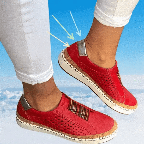 Women's Orthopedic Shoes Slip On Breathable Comfortable Walking Sneakers - Red