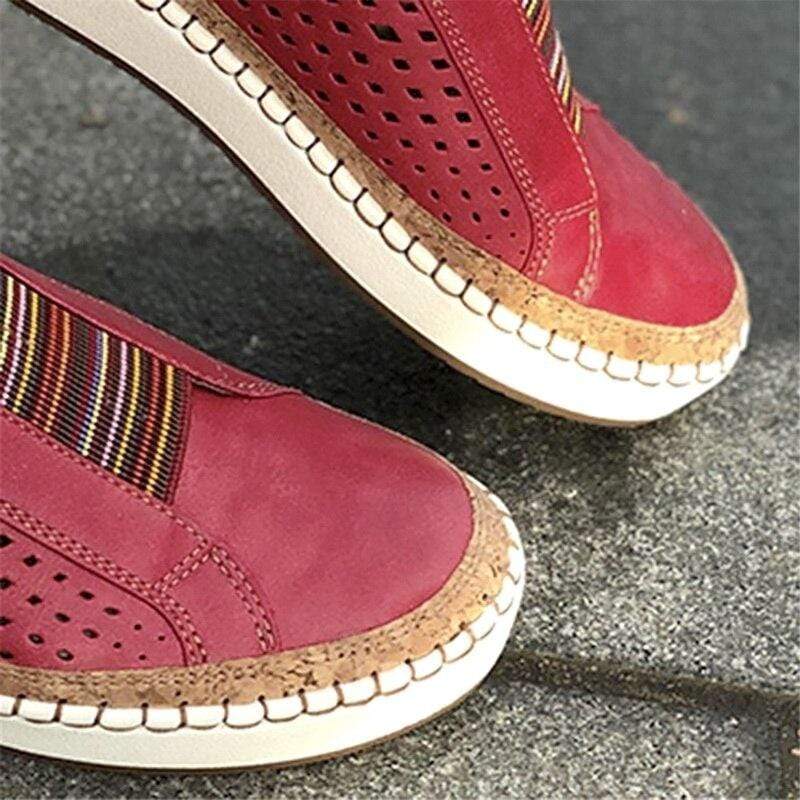 Women's Orthopedic Shoes Slip On Breathable Comfortable Walking Sneakers - Red