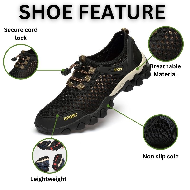 ZenStride Wide Toe Box Hiking Orthotic Shoes Healthy & Non-Slip barefoot Orthotic Shoes - Black