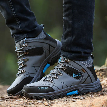 Men's Waterproof Leather Warm Outdoor Hiking Boots Work Shoes Winter Snow Shoes