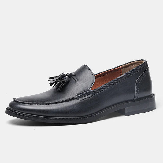 Men's Wood Grain Tassel Formal Business Loafers