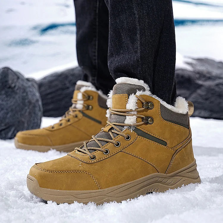 Waterproof Winter Boots Fleece-Lined Thickened Men's High-Top Snow Boots