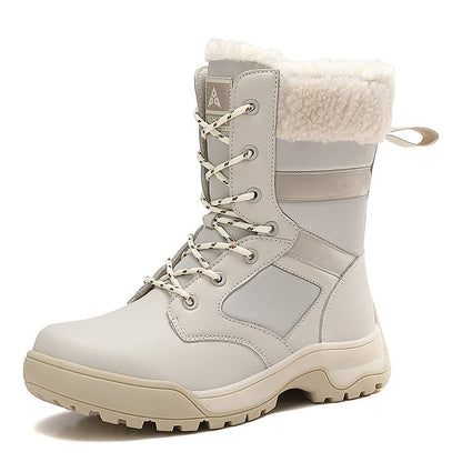 Women Anti-slip Fur Warm Waterproof Snow Boots Mid Calf